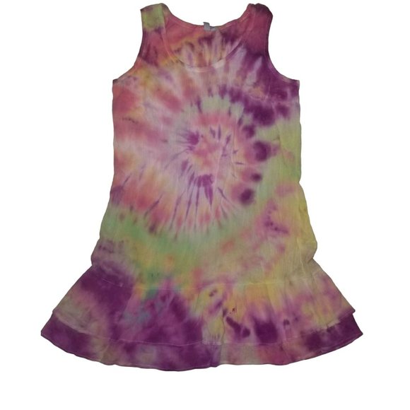 St. John's Bay Girls Tie Dye Multicolor Purple Sleeveless Swim Dress Size Large - Picture 1 of 9